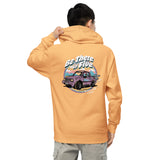 We Never Stood a Chance Back Geo Tracker Print with Front Heart Logo Unisex midweight hoodie by Be There in Five