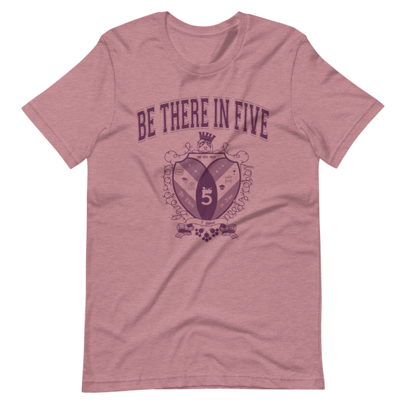 Be There in Five Collegiate Crest Short-Sleeve Unisex T-Shirt by Be There in Five